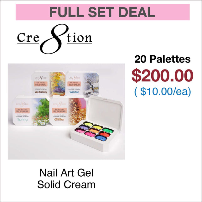 Cre8tion Nail Art Gel - Solid Cream Collection - 20 palettes