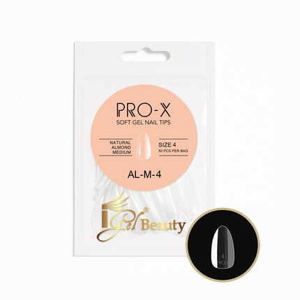 iGel PRO-X Soft Gel Nail Tips 20 - Natural Almond Medium Size 00-9 (Refill Bag)